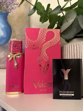 Vulcan Baie Pink Perfume Bottle & Box with YSL Sample